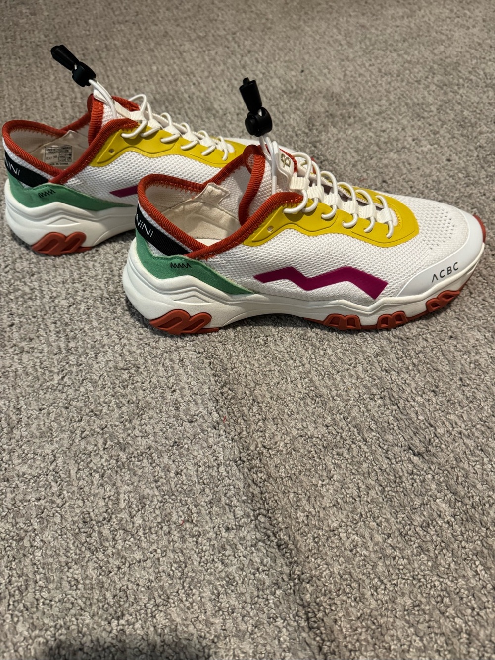Baldinini White Sneakers with Yellow, Green & Pink Accents rare collab!